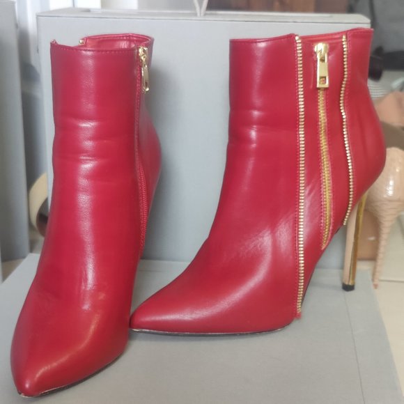 Red and gold ankle boots - Picture 1 of 4
